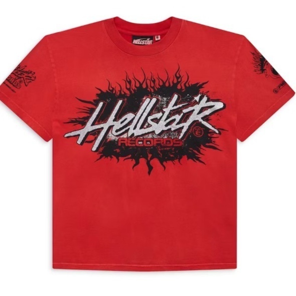 Hellstar Records Bleached‎ Graphic T-Shirt Red Small New With Tags